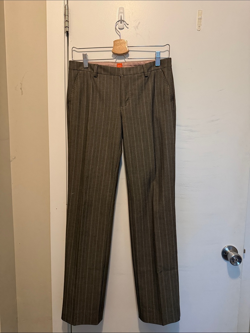 BOSS ORANGE Women's Brown Pinstripe Trousers